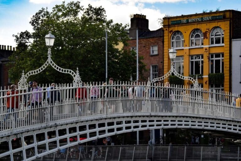 The Ha'penny Bridge over the River Liffey, Dublin